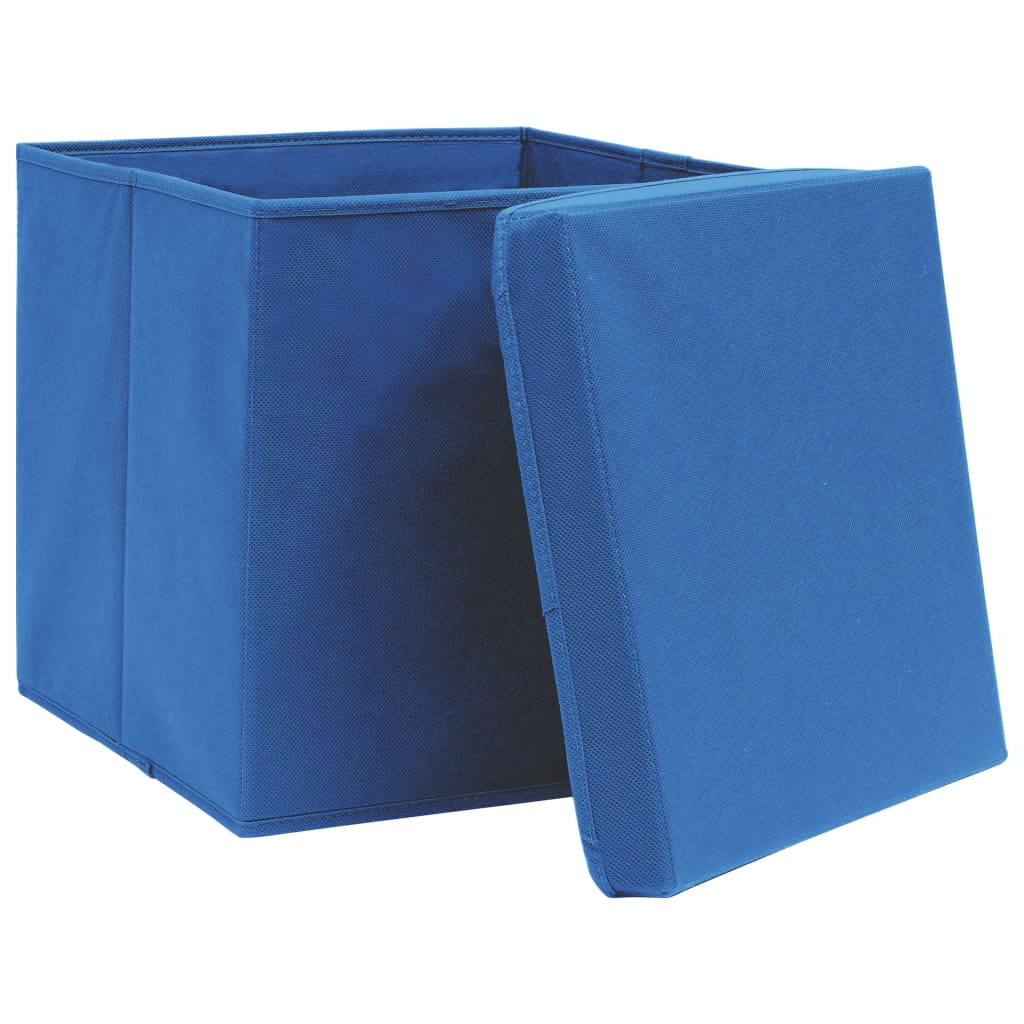 Storage boxes with lids, 10 pcs, blue, 28x28x28cm