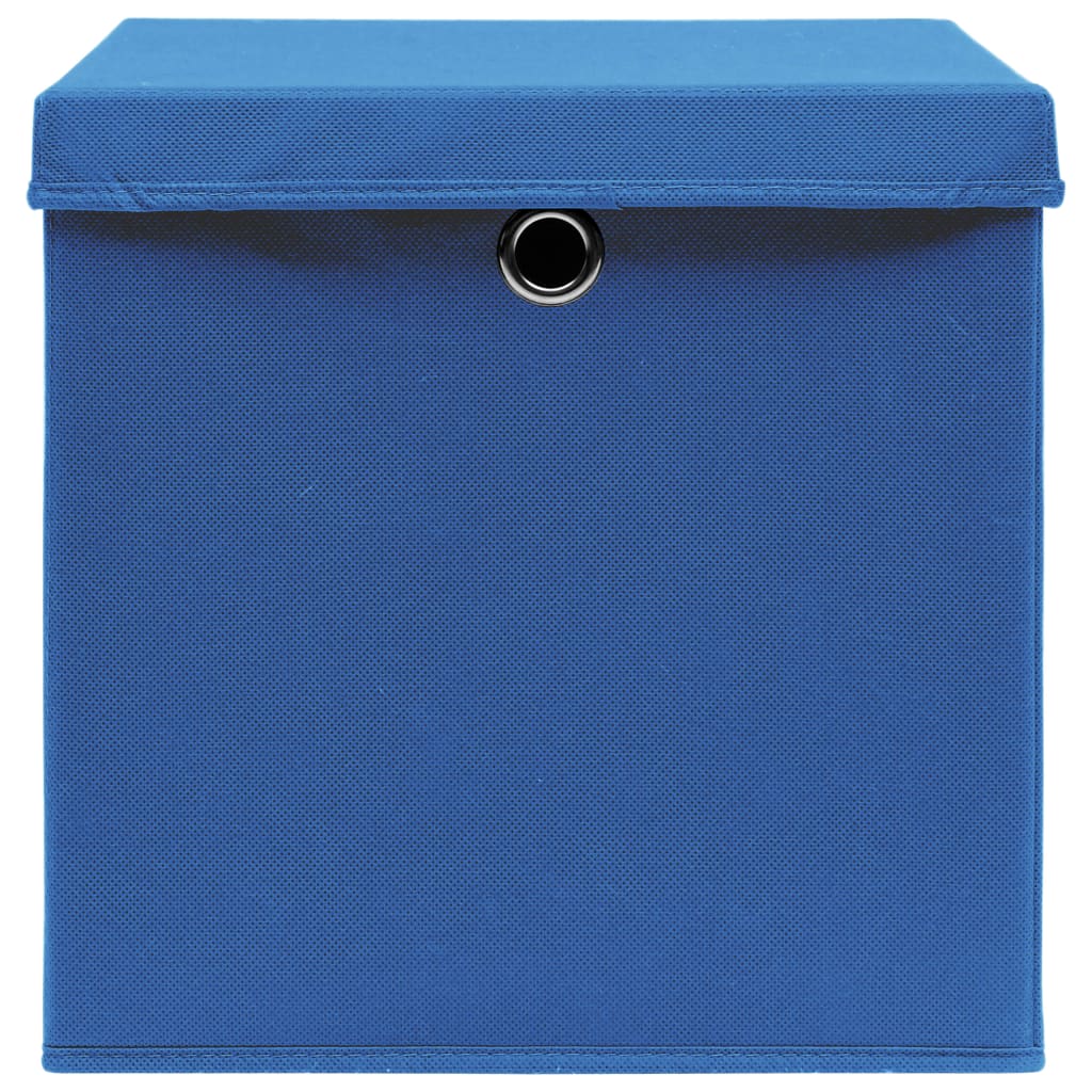 Storage boxes with lids, 10 pcs, blue, 28x28x28cm