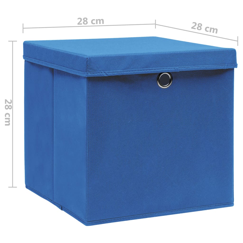 Storage boxes with lids, 10 pcs, blue, 28x28x28cm
