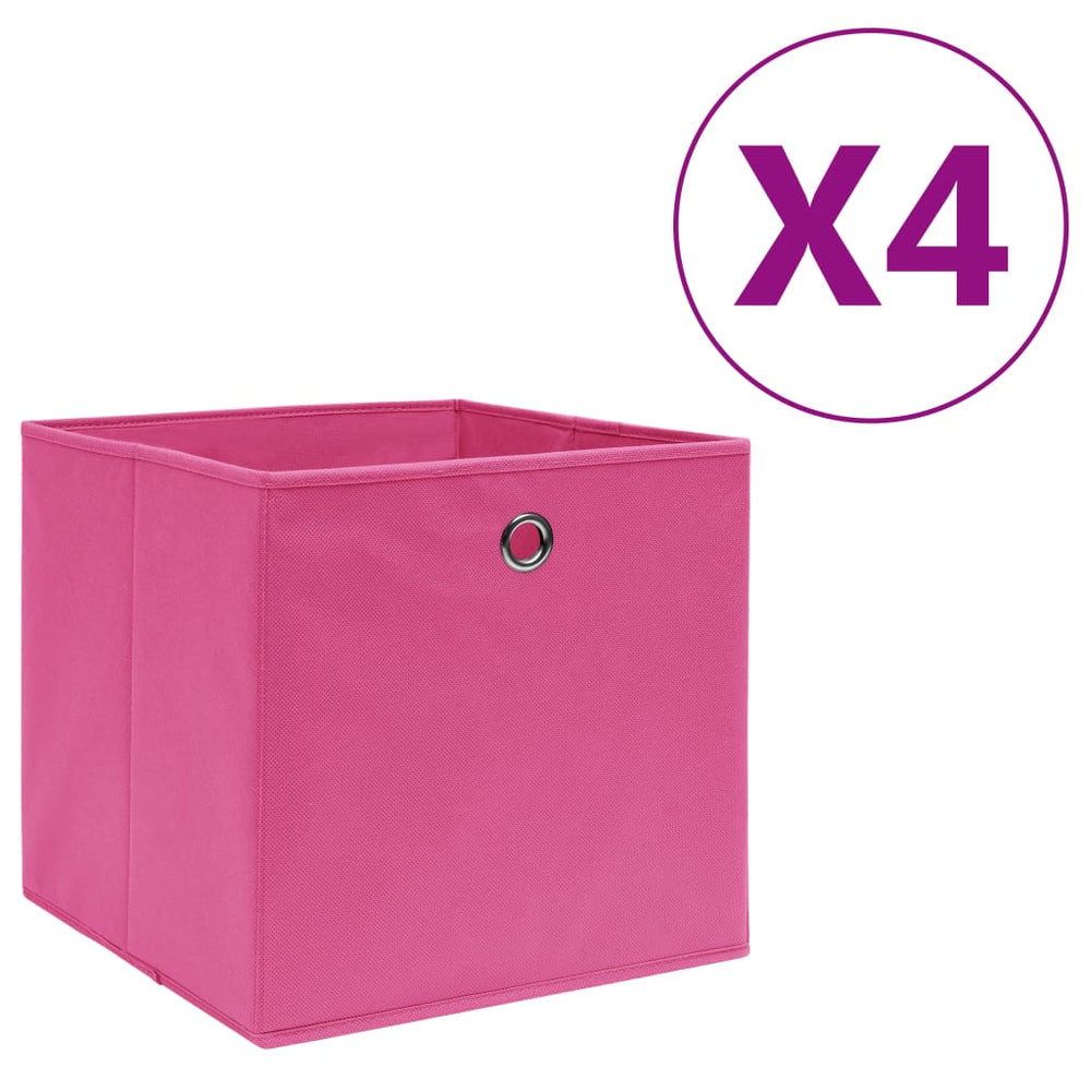 Storage boxes, 4 pcs, pink, 28x28x28cm, non-woven fabric