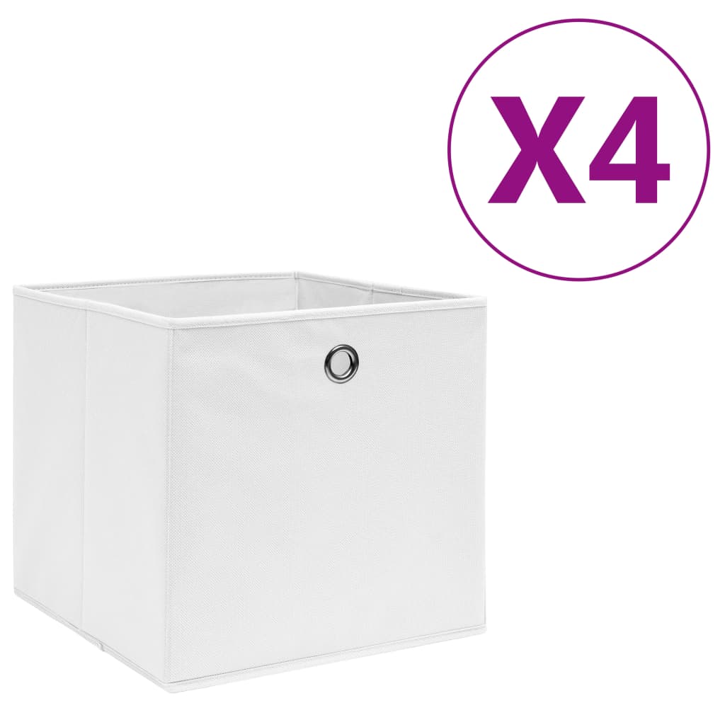 Storage boxes, 4 pcs, white, 28x28x28cm, non-woven fabric