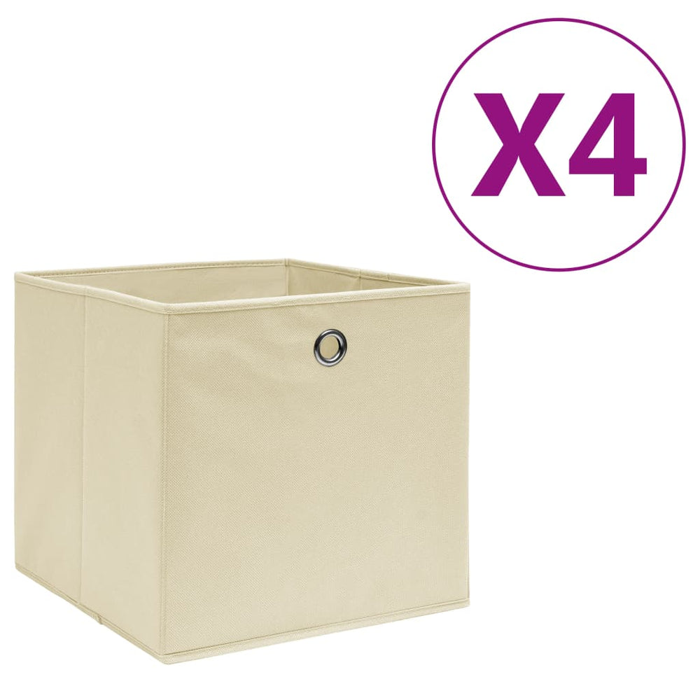 Storage boxes, 4 pcs, cream, 28x28x28cm, non-woven fabric