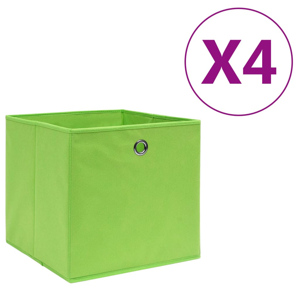 Storage boxes, 4 pcs., green, 28x28x28cm, non-woven fabric