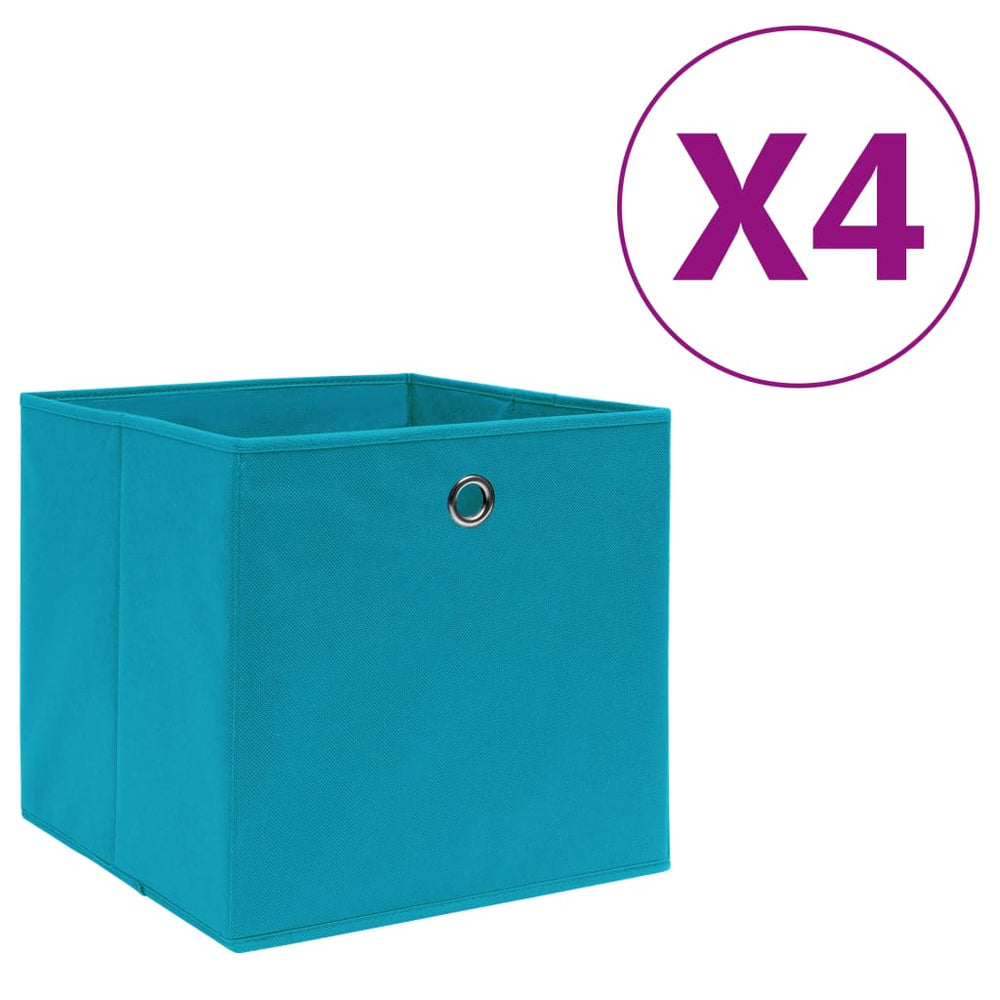 Storage boxes, 4 pcs., blue, 28x28x28cm, non-woven fabric