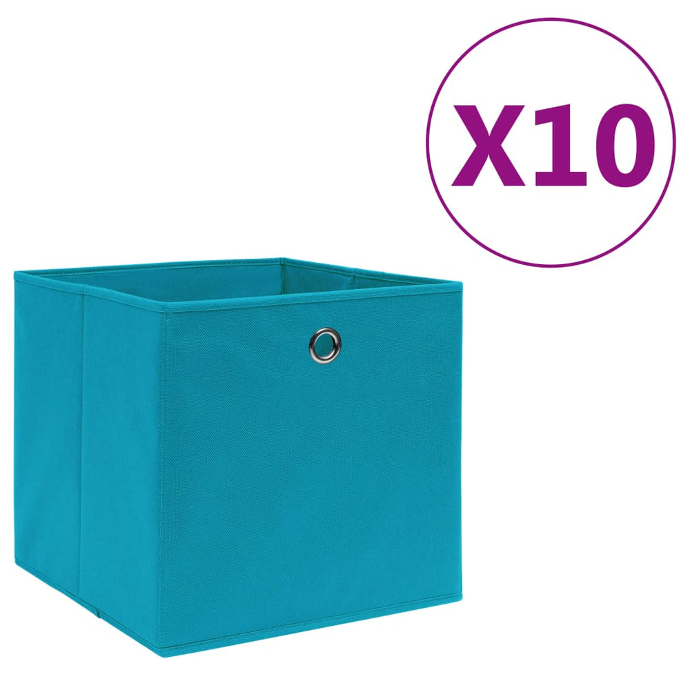 Storage boxes, 10 pcs., light blue, 28x28x28cm, non-woven fabric