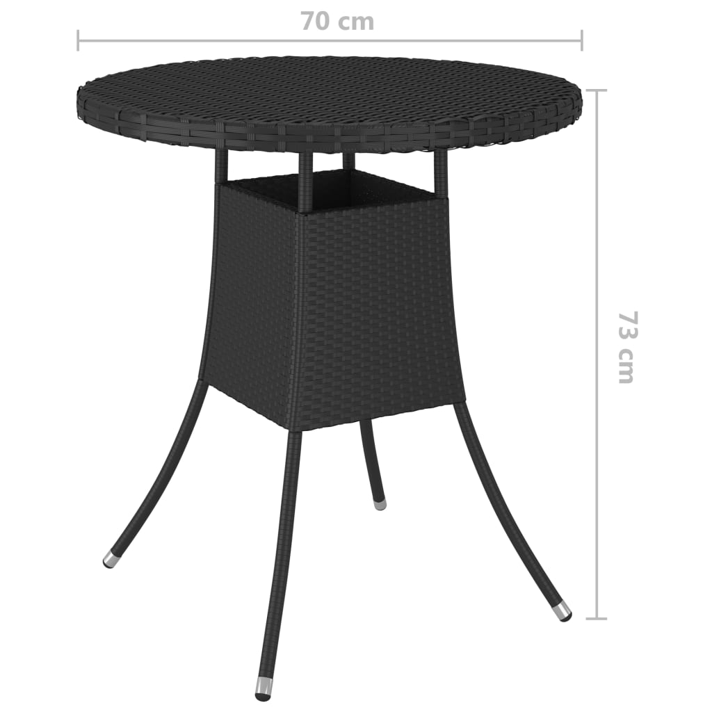 Garden table, black, 70x70x73cm, polyrattan