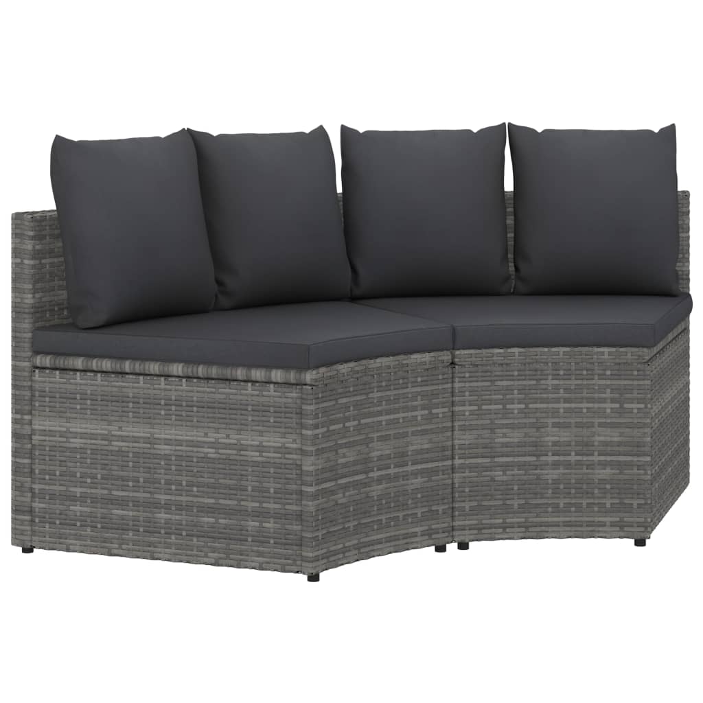 Garden lounge set with cushions, 2-piece, grey, poly rattan