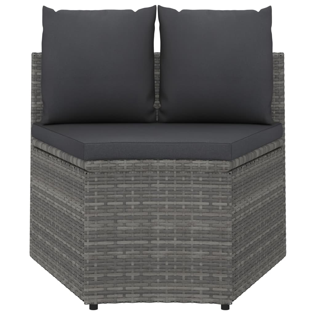 Garden lounge set with cushions, 2-piece, grey, poly rattan