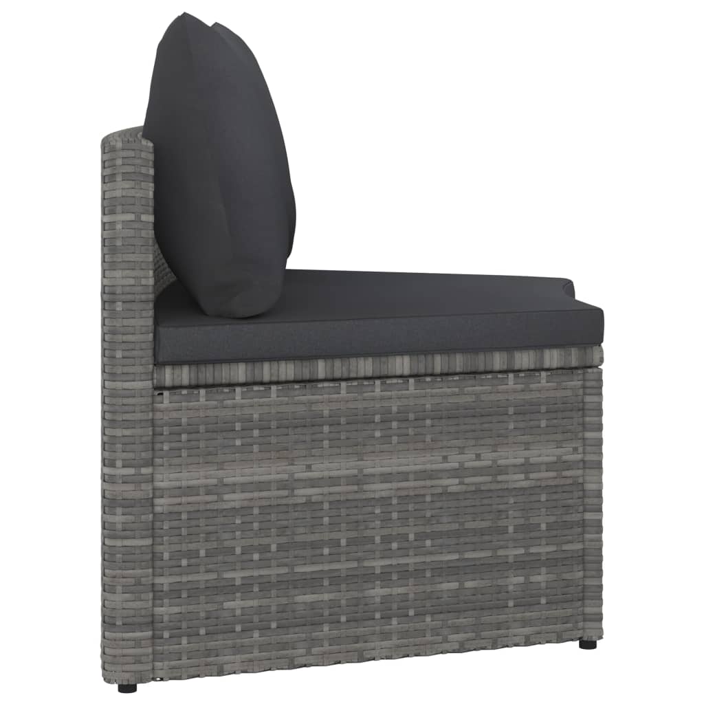 Garden lounge set with cushions, 2-piece, grey, poly rattan