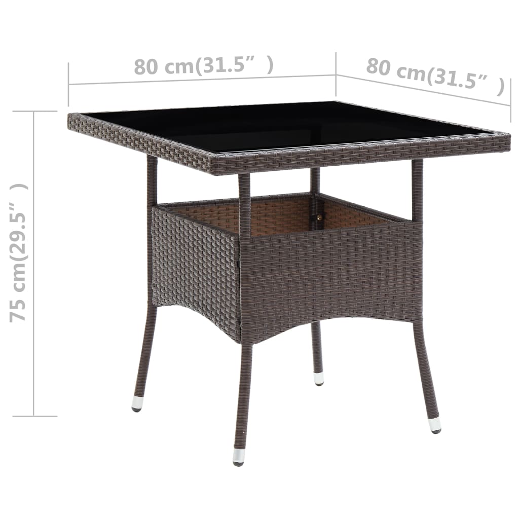 Garden dining table, brown, rattan