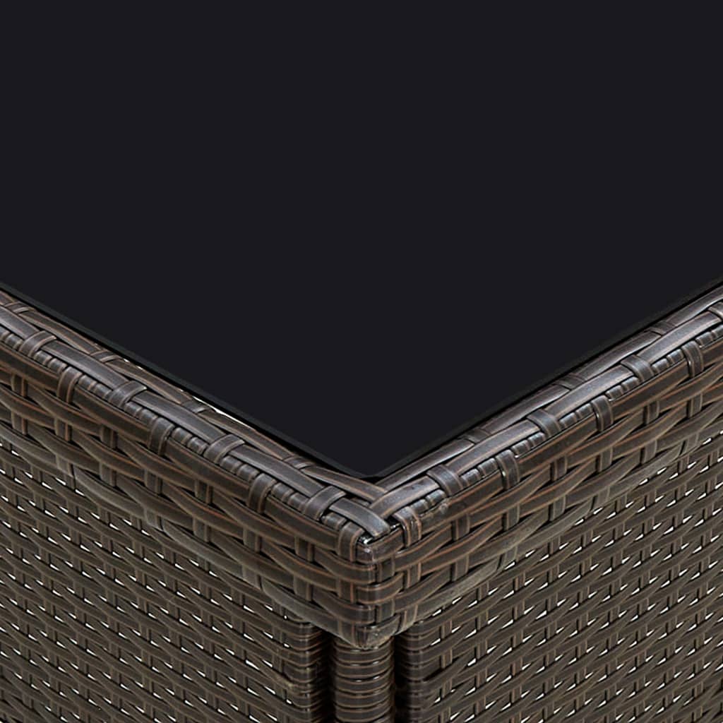 Lauko valgomojo stalas, rudos spalvos, poliratanas ir stiklas