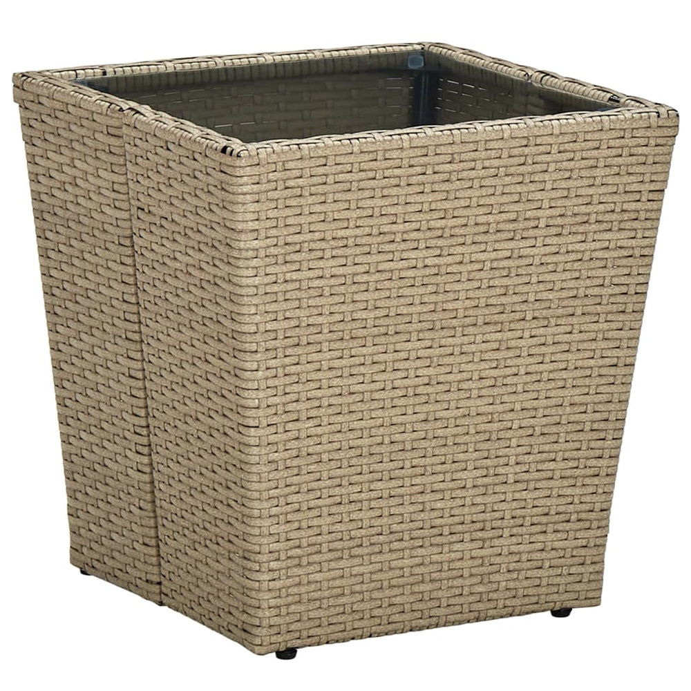 Tea table, sand, 41.5x41.5x44cm, polyrattan/glass