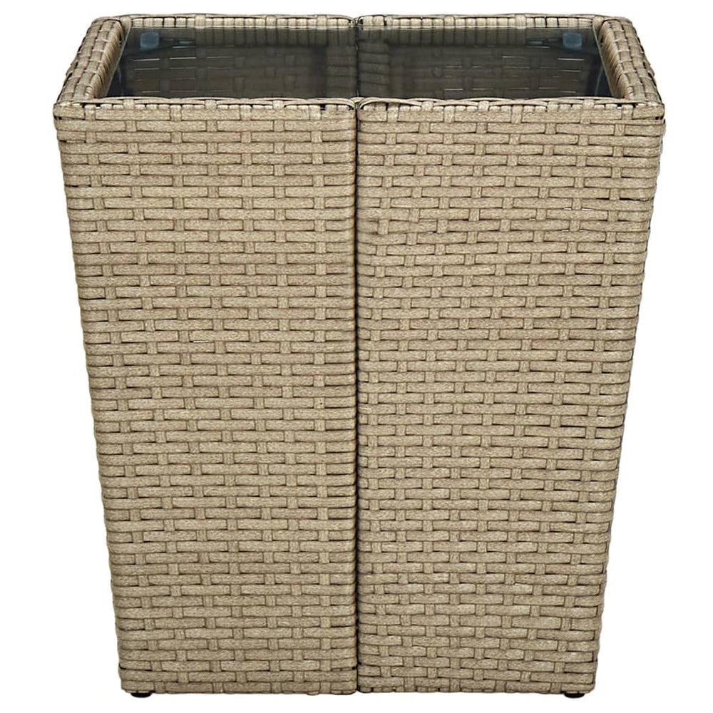 Tea table, sand, 41.5x41.5x44cm, polyrattan/glass