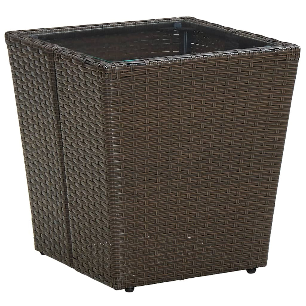 Coffee table, brown, 41.5x41.5x44cm, polyrattan/glass