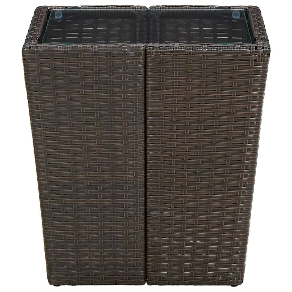 Coffee table, brown, 41.5x41.5x44cm, polyrattan/glass