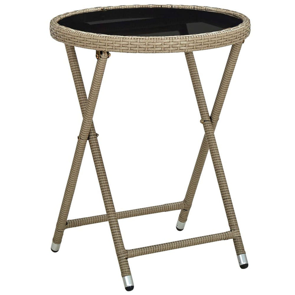 Coffee table, sand, 60cm, polyrattan/tempered glass