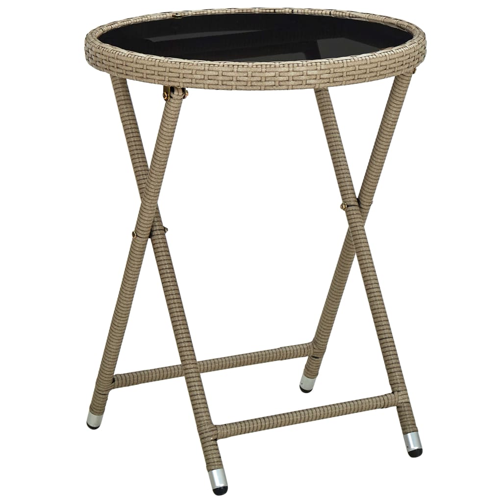 Coffee table, sand, 60cm, polyrattan/tempered glass