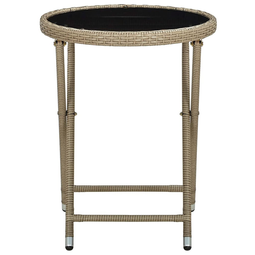 Coffee table, sand, 60cm, polyrattan/tempered glass