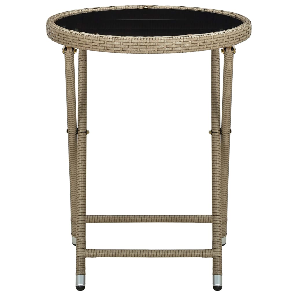 Coffee table, sand, 60cm, polyrattan/tempered glass
