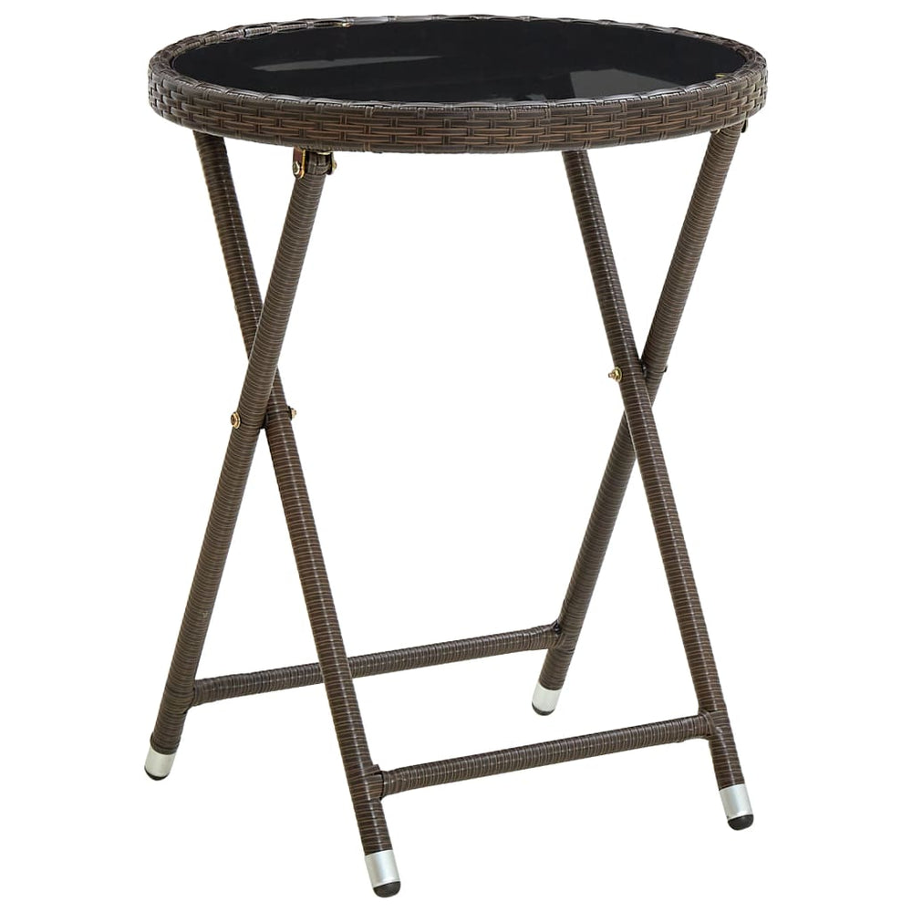 Tea table, brown, 60cm, polyrattan/tempered glass
