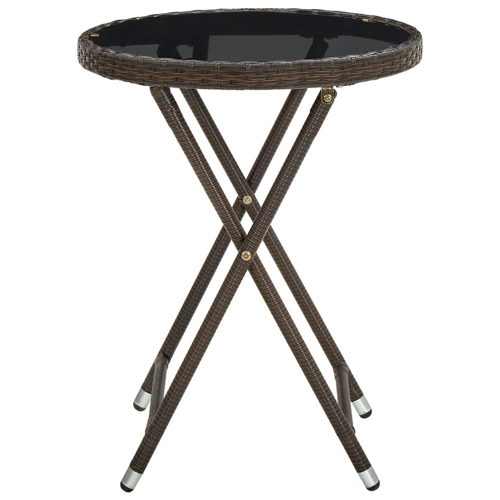 Tea table, brown, 60cm, polyrattan/tempered glass