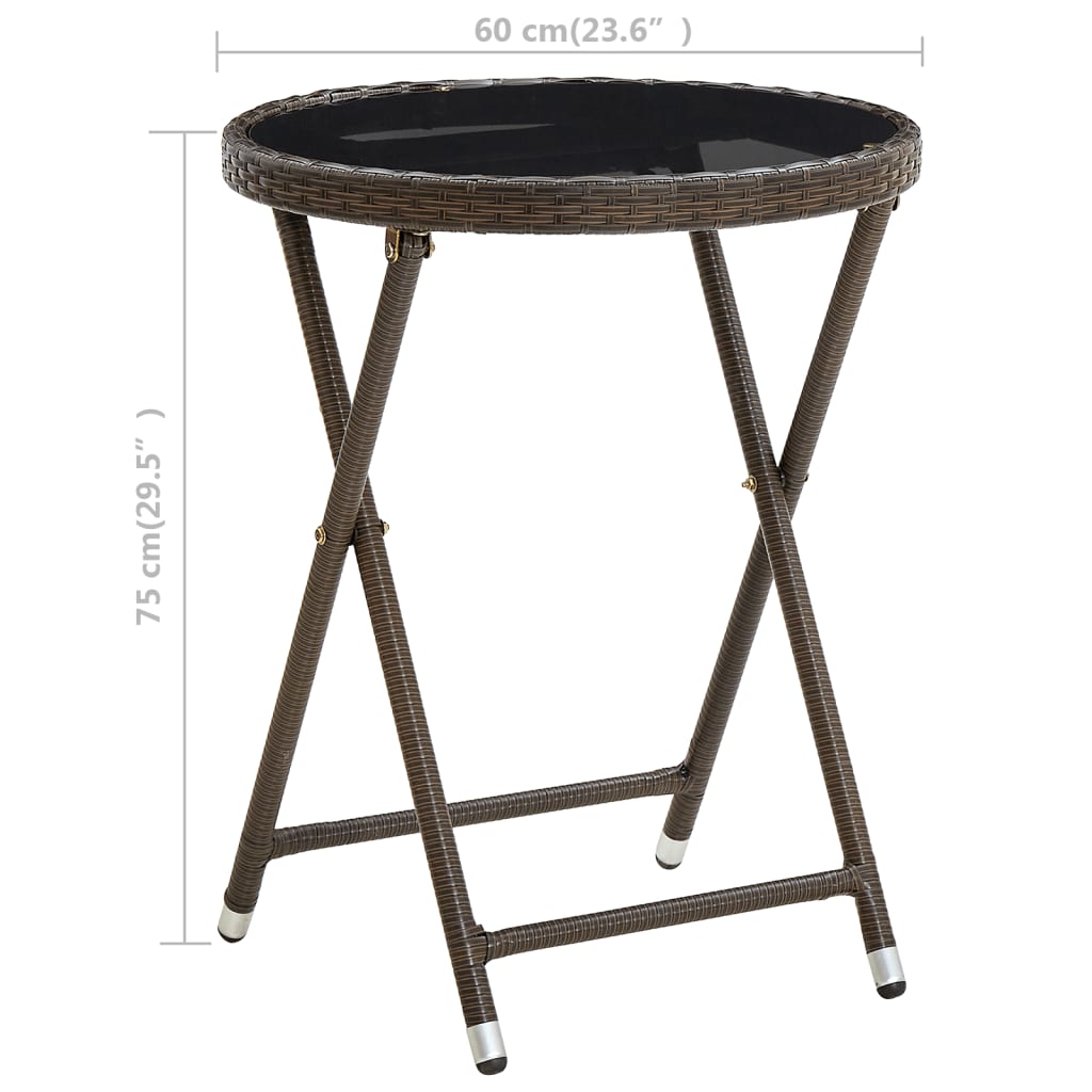 Arbatos staliukas, rudas, 60cm, poliratanas/grūdintas stiklas