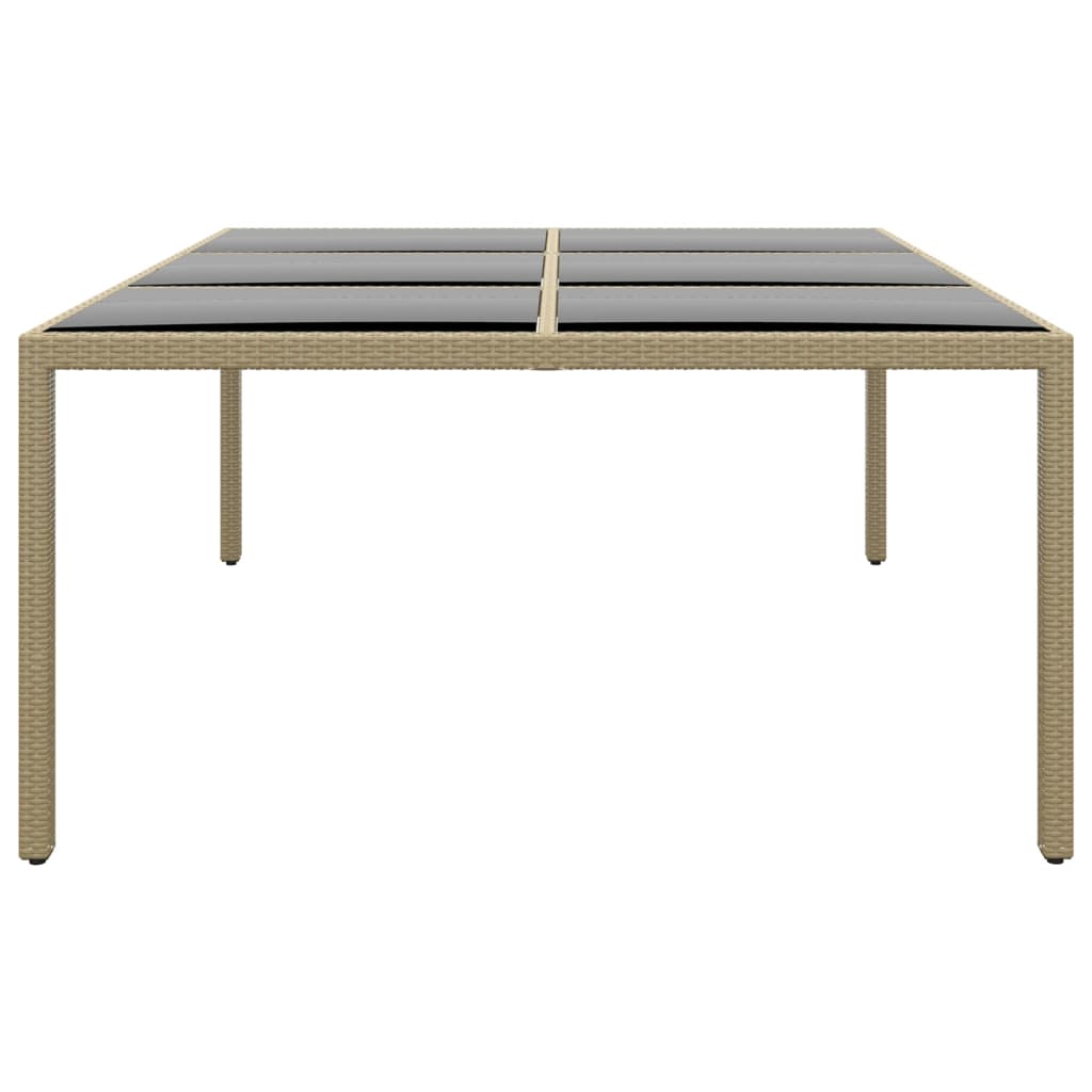 Sodo stalas, smėlio, 200x150x75cm, stiklas/poliratanas