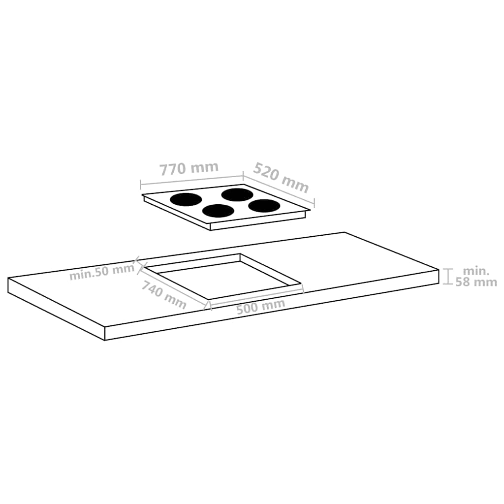 Indukcinė kaitlentė su 4 kaitvietėmis, stiklas, 77cm, 7000W