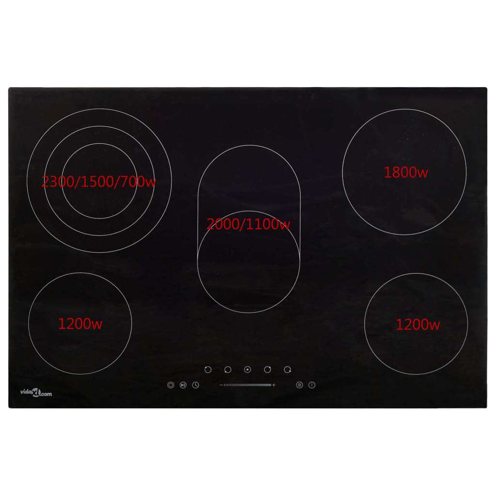 Ceramic hob with 5 burners, touch control, 8500W
