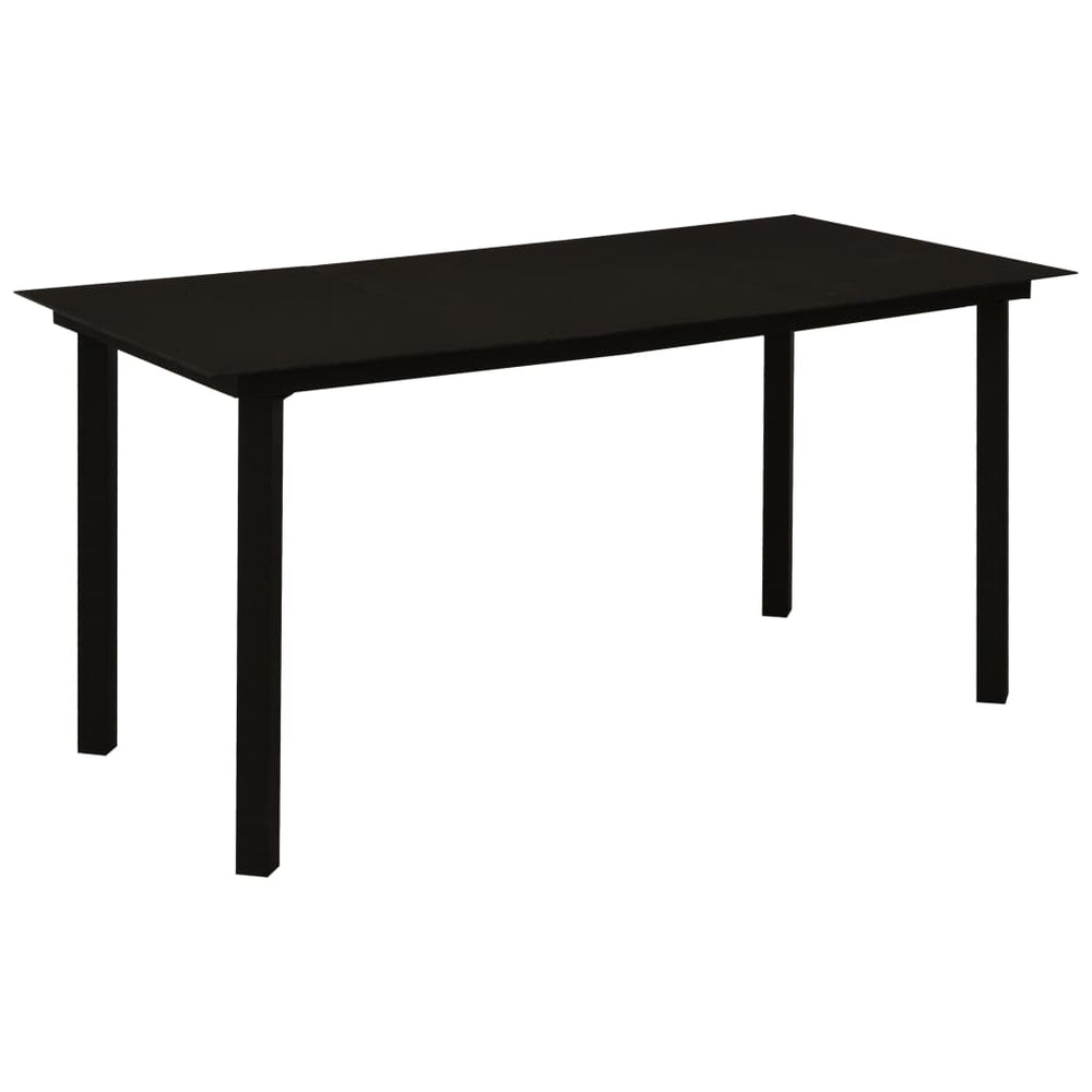 Sodo valgomojo stalas, juodas, 150x80x74cm, plienas ir stiklas