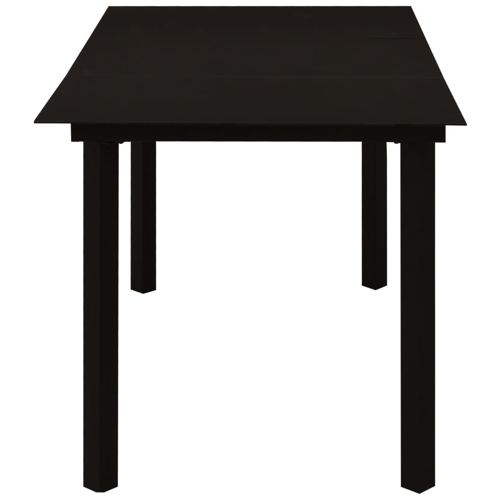 Sodo valgomojo stalas, juodas, 150x80x74cm, plienas ir stiklas