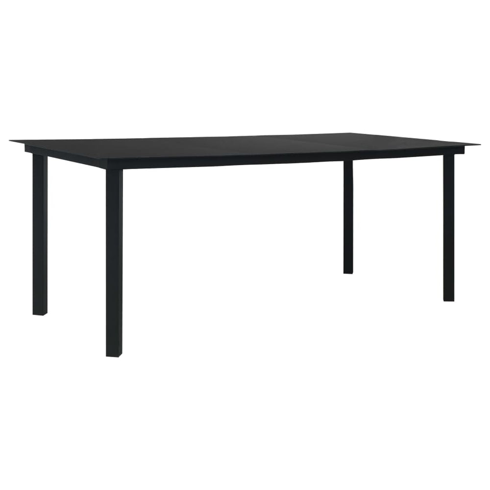 Sodo valgomojo stalas, juodas, 190x90x74cm, plienas ir stiklas