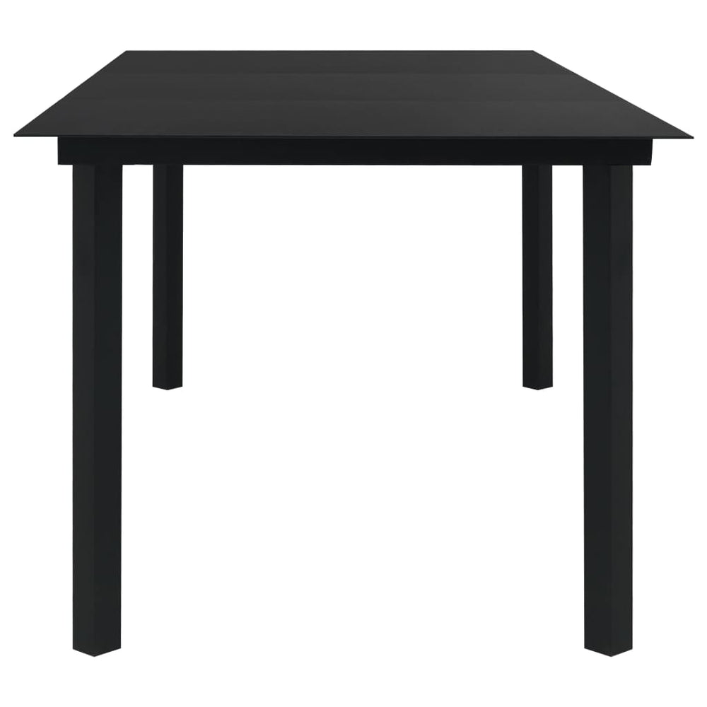 Sodo valgomojo stalas, juodas, 190x90x74cm, plienas ir stiklas