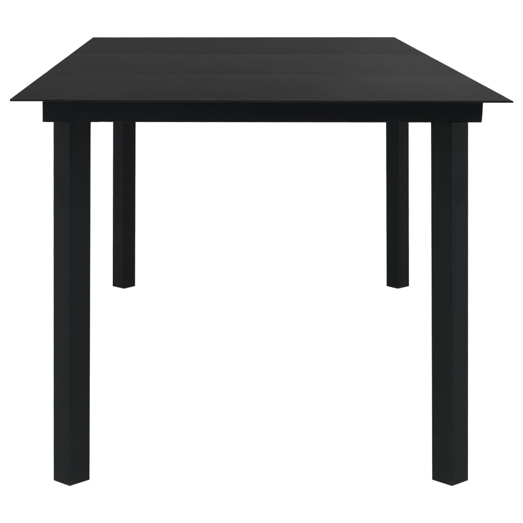 Sodo valgomojo stalas, juodas, 190x90x74cm, plienas ir stiklas