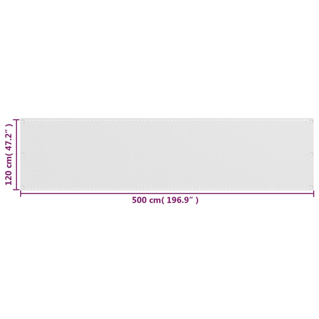 Balkona starpsiena, balta, 120x500cm, HDPE