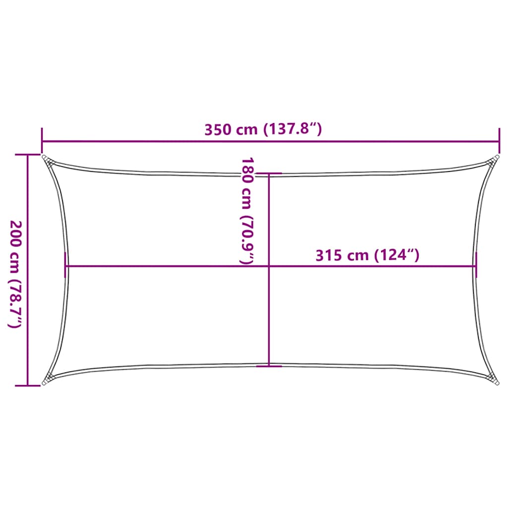 Sun shade sail, white, 2x3.5m, HDPE, 160g/m²