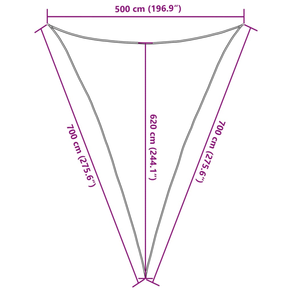 Sun shade sail, white, 5x7x7m, HDPE, 160g/m²