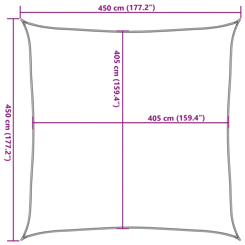 Uždanga nuo saulės, šviesiai žalia, 4,5x4,5m, HDPE, 160g/m²