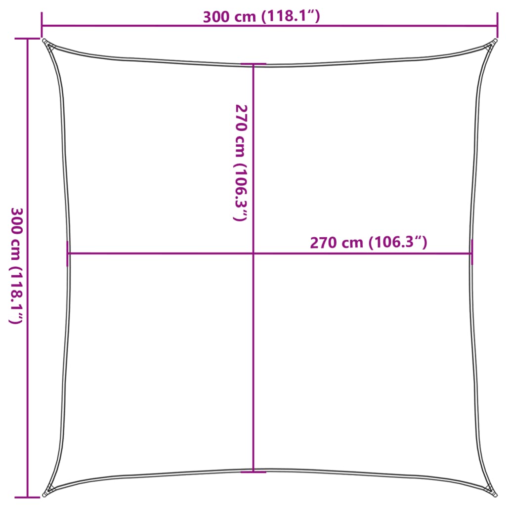 Terracotta sun shade, 3x3m, HDPE, 160g/m²