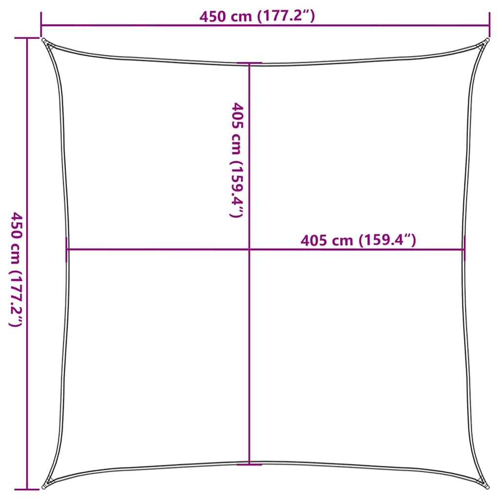 Burė nuo saulės, terakota spalvos, 4,5x4,5m, HDPE, 160g/m²0m