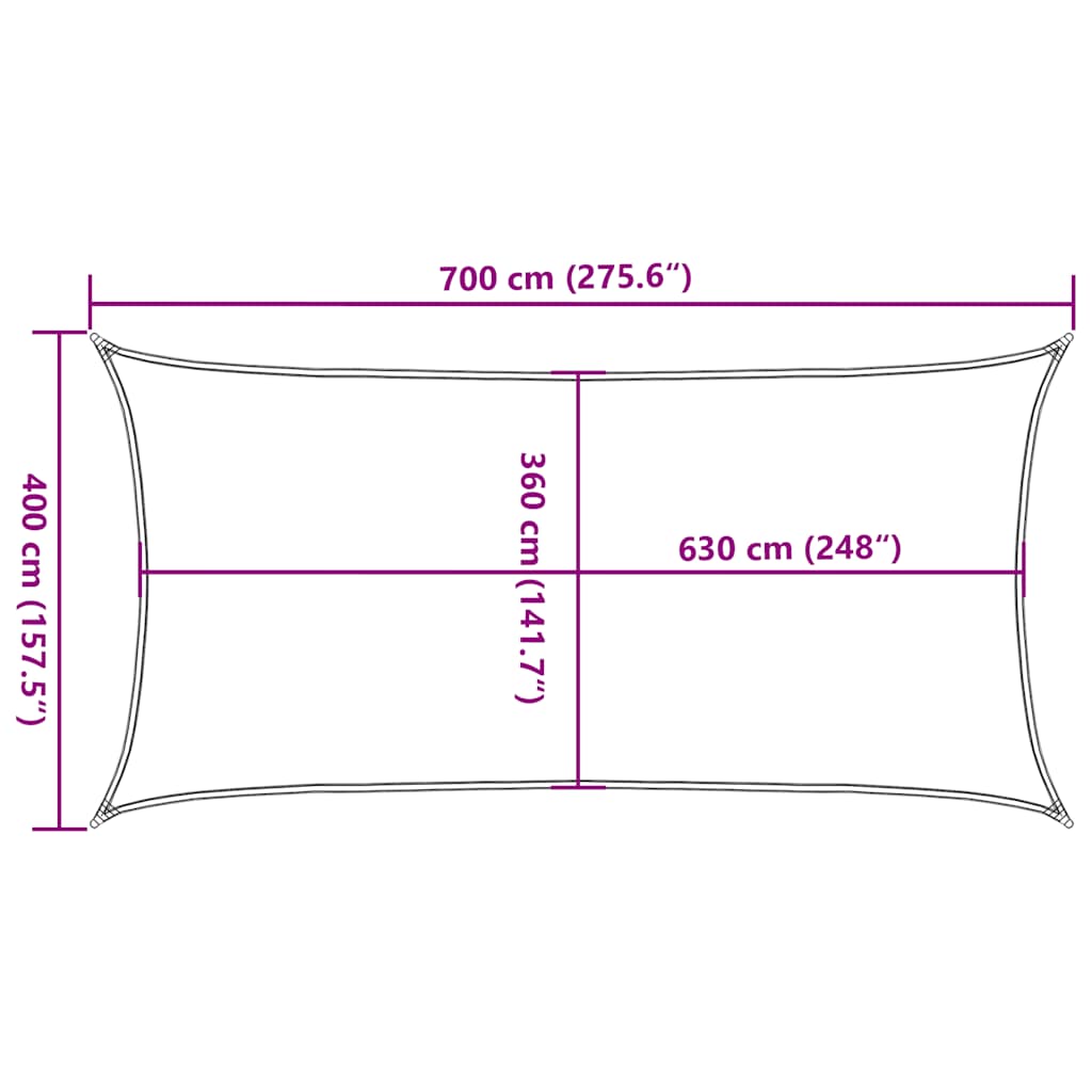 Sun shade sail, taupe, 4x7m, HDPE, 160g/m²