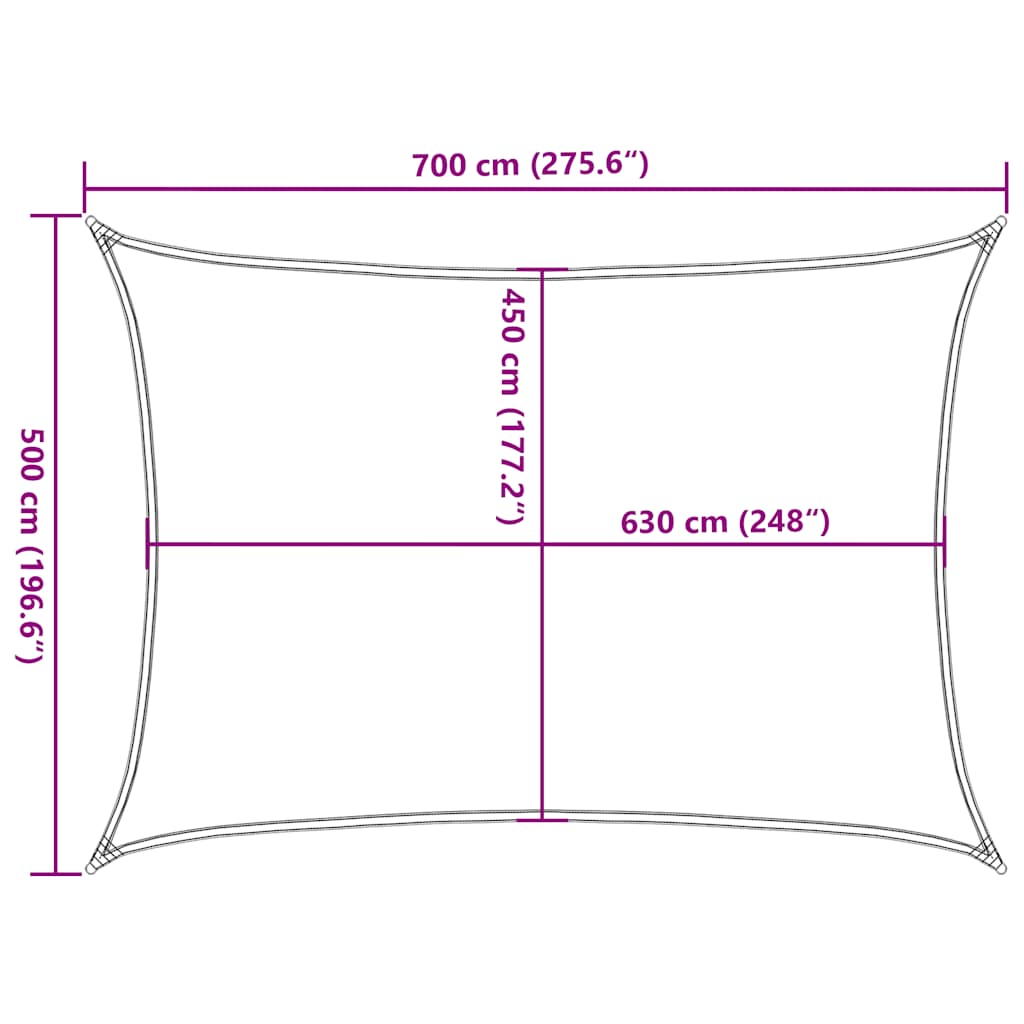 Sunshade sail, taupe, 5x7m, HDPE, 160g/m²
