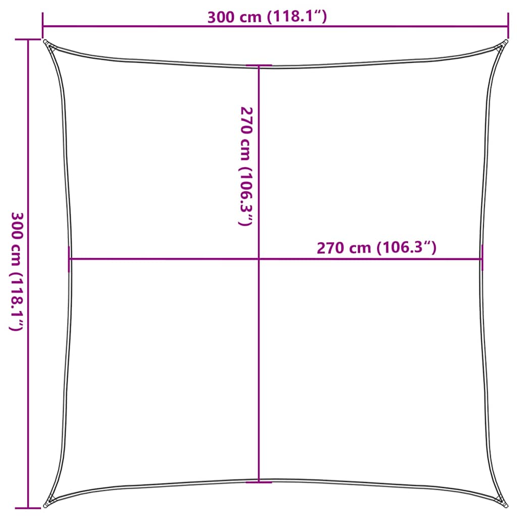 Burė nuo saulės, mėlyna, 3x3m, HDPE, 160g/m², kvadratinė