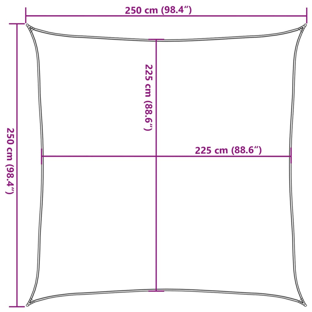 Uždanga nuo saulės, geltonos spalvos, 2,5x2,5m, HDPE, 160g/m²