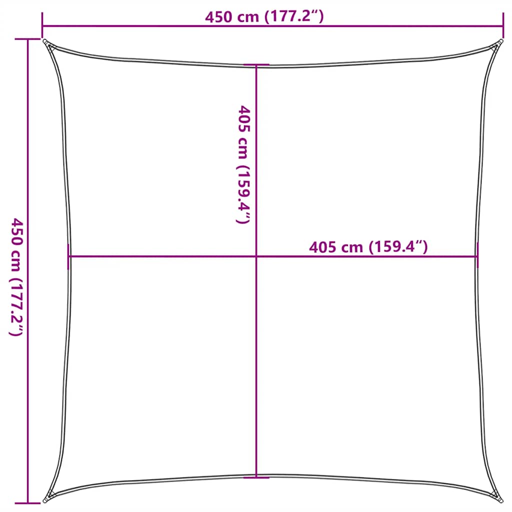 Uždanga nuo saulės, raudonos spalvos, 4,5x4,5m, HDPE, 160g/m²