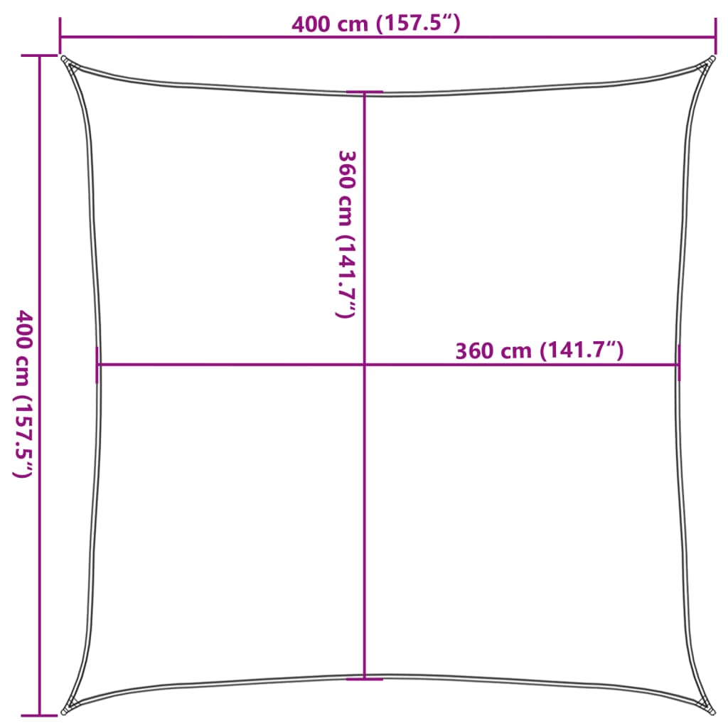 Burė nuo saulės, oranžinė, 4x4m, HDPE, 160g/m², kvadratinė