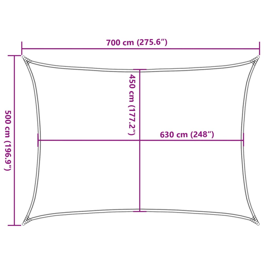 Burė nuo saulės, oranžinės spalvos, 5x7m, HDPE, 160g/m²