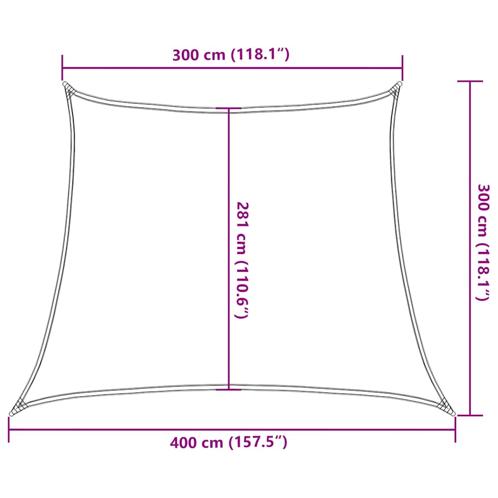 Saulės skėtis, burė, 160 g/m², trapecijos formos, oranžinė, 3/4x3 m, HDPE