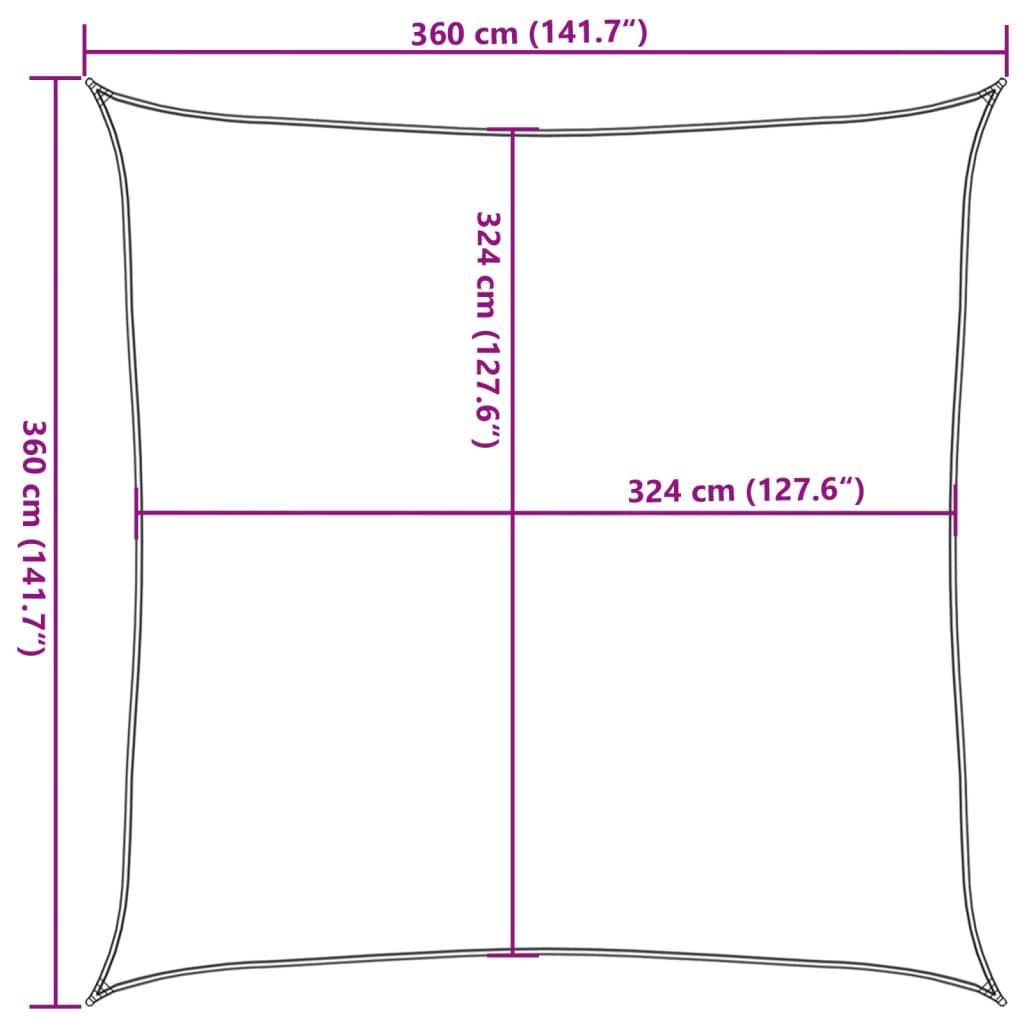 Uždanga nuo saulės, juodos spalvos, 3,6x3,6m, HDPE, 160g/m²