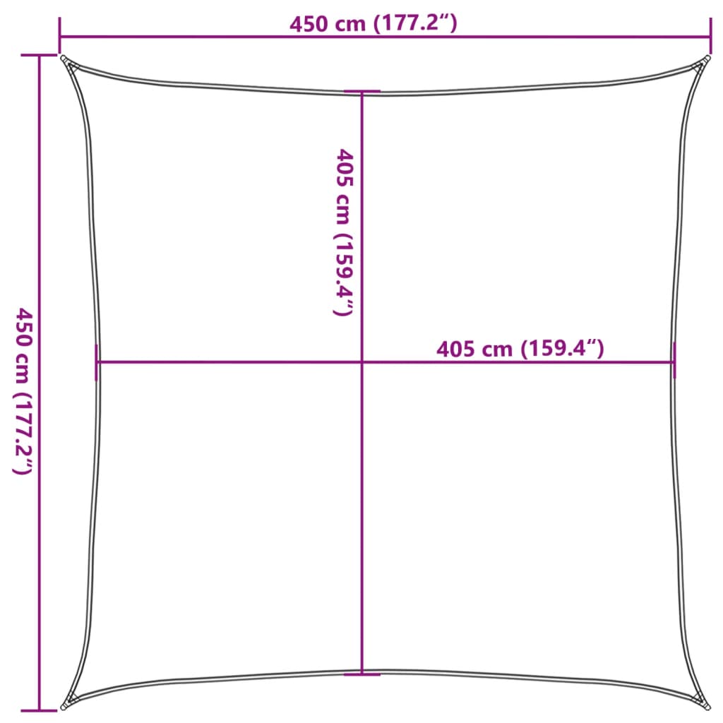 Uždanga nuo saulės, juodos spalvos, 4,5x4,5m, HDPE, 160g/m²